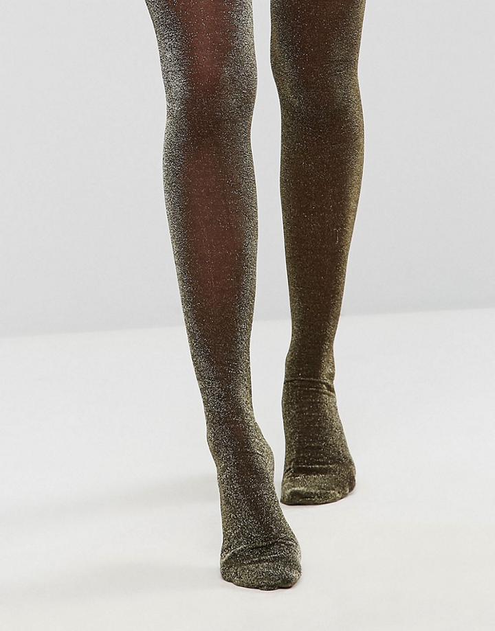 Monki Metallic Tights - Black