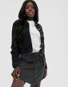 Asos Design Denim Shrunken Jacket In Black - Black