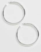 Asos Design Hoop Earrings In 60mm Hollow Tube Design In Silver Tone - Silver