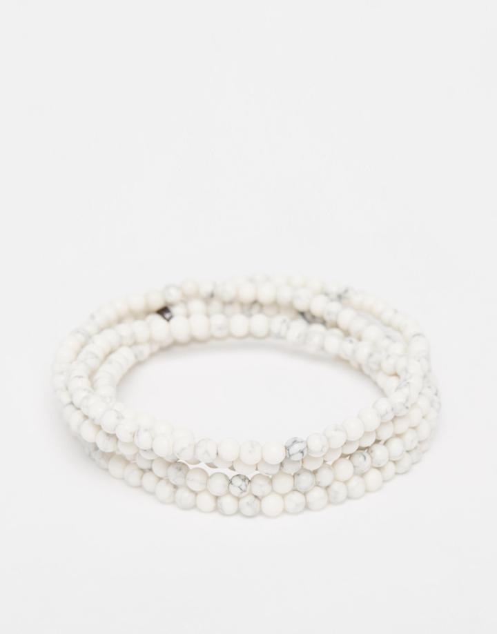 Pilgrim Multi Wrap Bead Bracelet - Hematite White