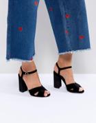 New Look Cros Strap Velvet Block Heel Sandal - Black