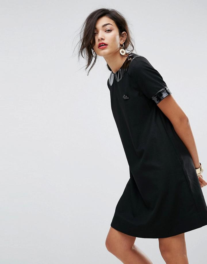 Love Moschino Vinyl Collar A-line Dress - Black