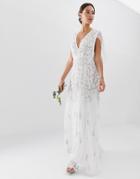 Asos Edition Embellished Cape Wedding Dress-white