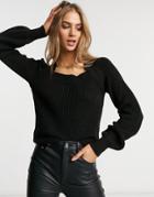 Vero Moda Sweater With Square Neck And Volume Sleeves In Black