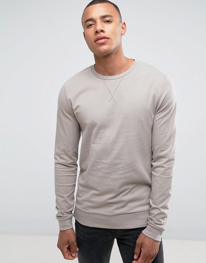 Asos Muscle Sweatshirt In Beige - Beige