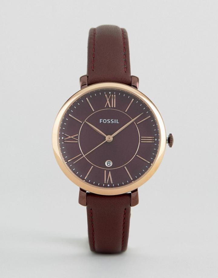 Fossil Jacqueline Red Leather Watch - Red