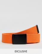 Reclaimed Vintage Inspired Webbing Belt In Orange - Orange