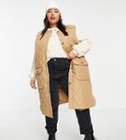 Only Curve Diamond Quilted Longline Tank In Beige-neutral