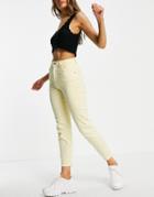 Stradivarius Slim Mom Jeans With Stretch In Yellow