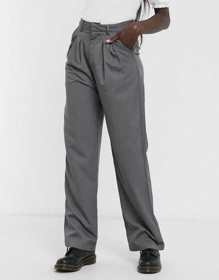 Daisy Street Relaxed Wide Leg Pants With Pleat Front Two-piece-grey