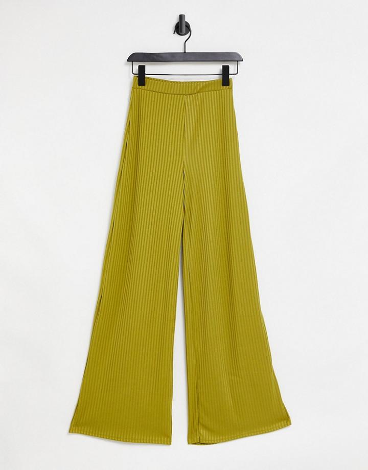 Club L Wide Leg Pants In Khaki-green