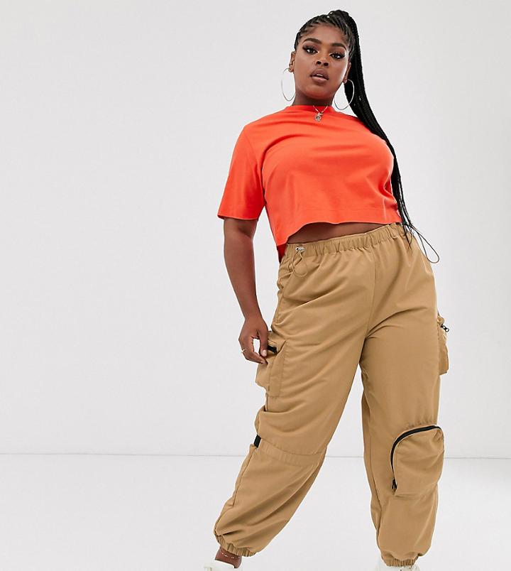 Collusion Plus Nylon Bellow Pocket Jogger - Brown