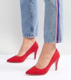 New Look Wide Fit Kitten Heel Pointed Court - Red