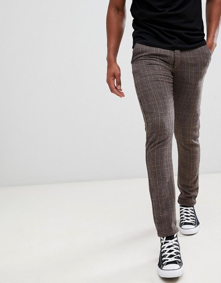 Jack & Jones Pants In Slim Tapered Fit Check - Beige