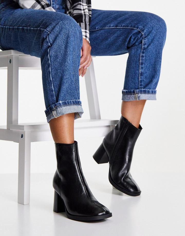 Asos Design Revival Round Toe Block Heeled Boots In Black