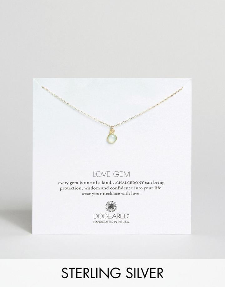 Dogeared Gold Plated Love Gem Chalcedony Bezel Necklace