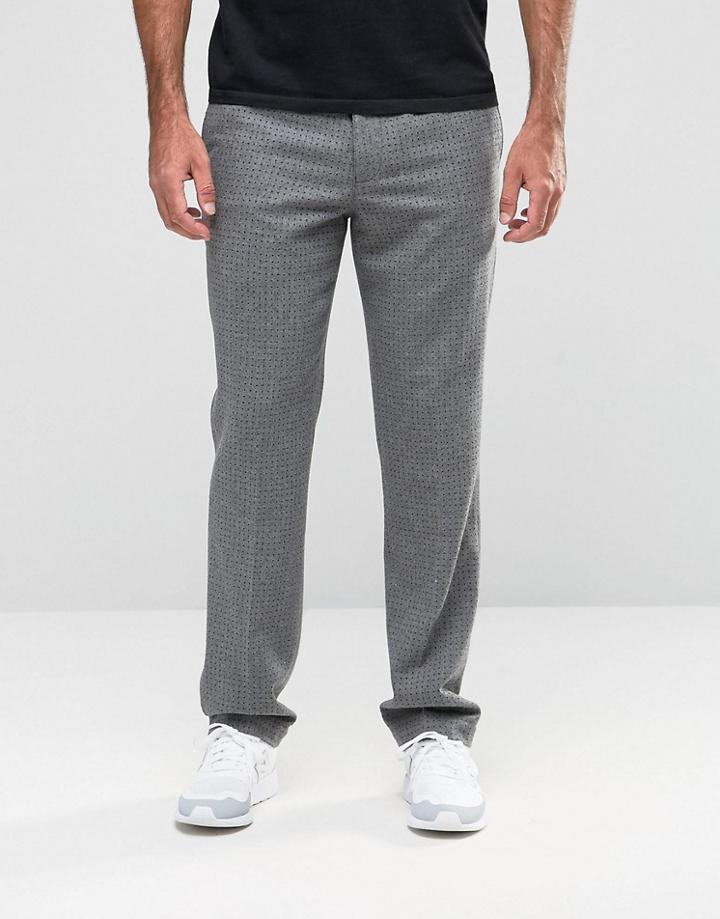 Asos Slim Pants With Elasticated Waist And Punchole Detail - Gray