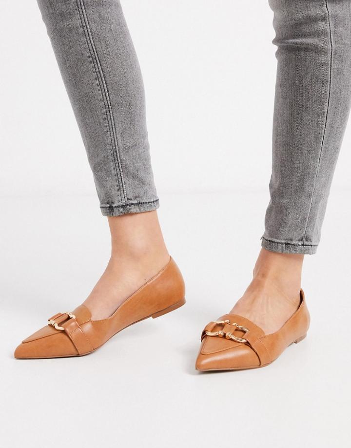 Asos Design Legit Snaffle Loafer Ballet Flats In Tan-brown