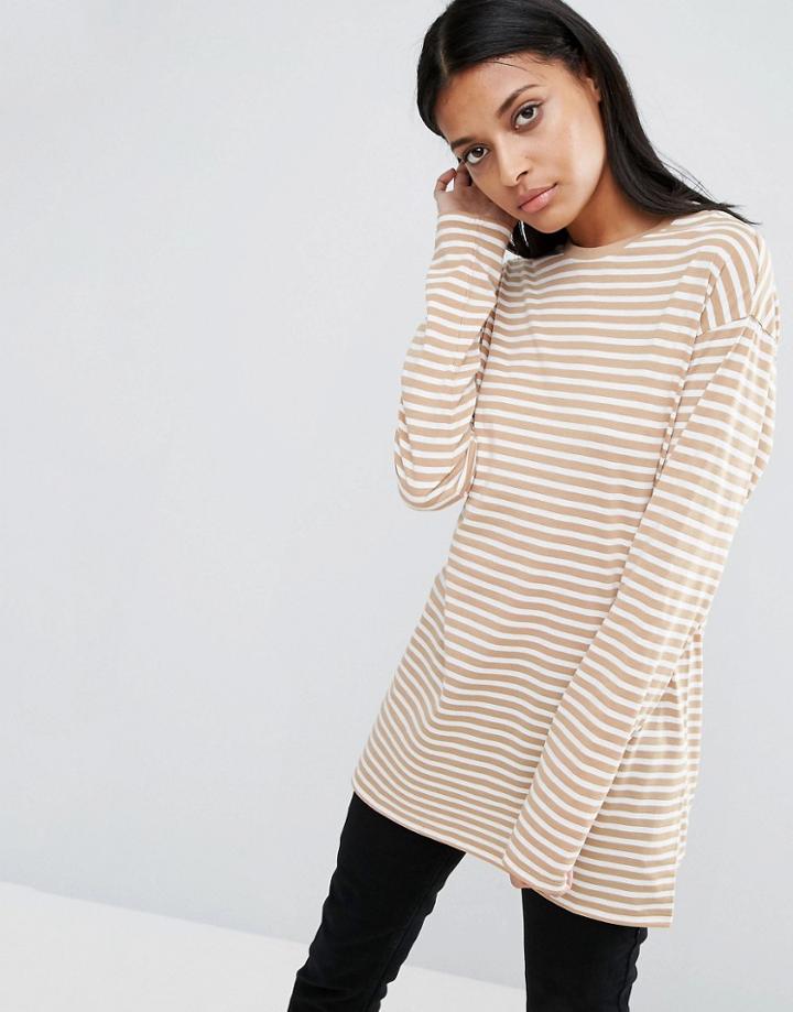 Asos Oversized Striped Long Sleeve T-shirt - Multi