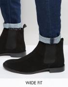 Asos Wide Fit Chelsea Boots In Black Suede - Black