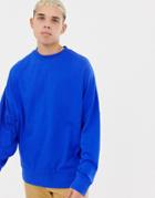 Collusion Long Sleeve Dropped Shoulder T-shirt In Cobalt Blue - Blue