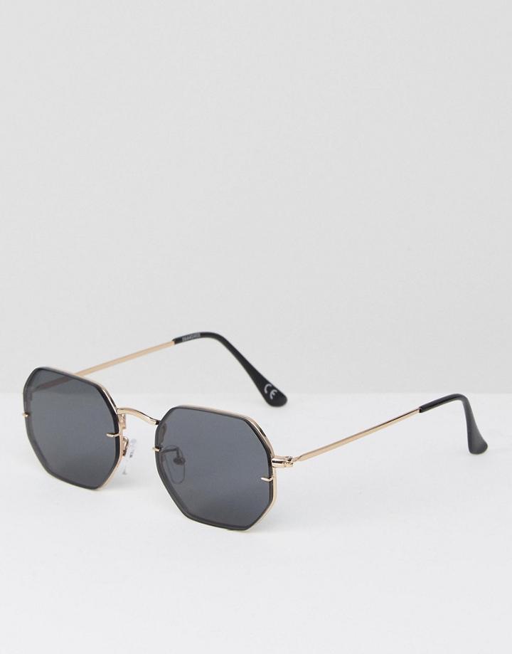 Asos 90s Hexagon Sunglasses - Gold