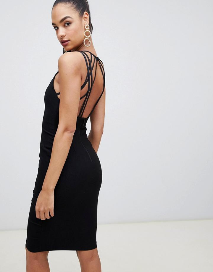 Vesper Strappy Back Midi Dress In Black