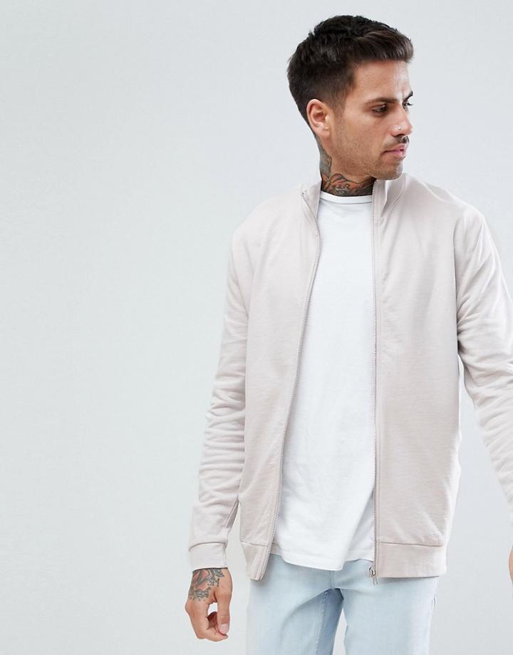 Asos Track Jacket In Beige - Gray