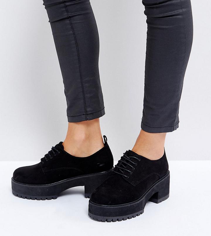 Asos Omega Wide Fit Chunky Lace Up Heels - Black