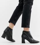 Depp Wide Fit Leather Pointed Heel Ankle Boots - Black