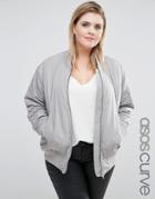 Asos Curve Luxe Padded Bomber Jacket - Gray