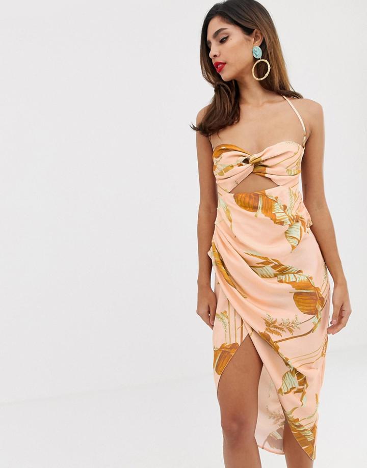 Asos Edition Printed Strappy Back Midi Dress - Multi