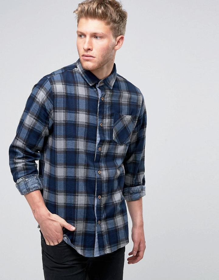 Brave Soul Soul Large Check Shirt - Blue