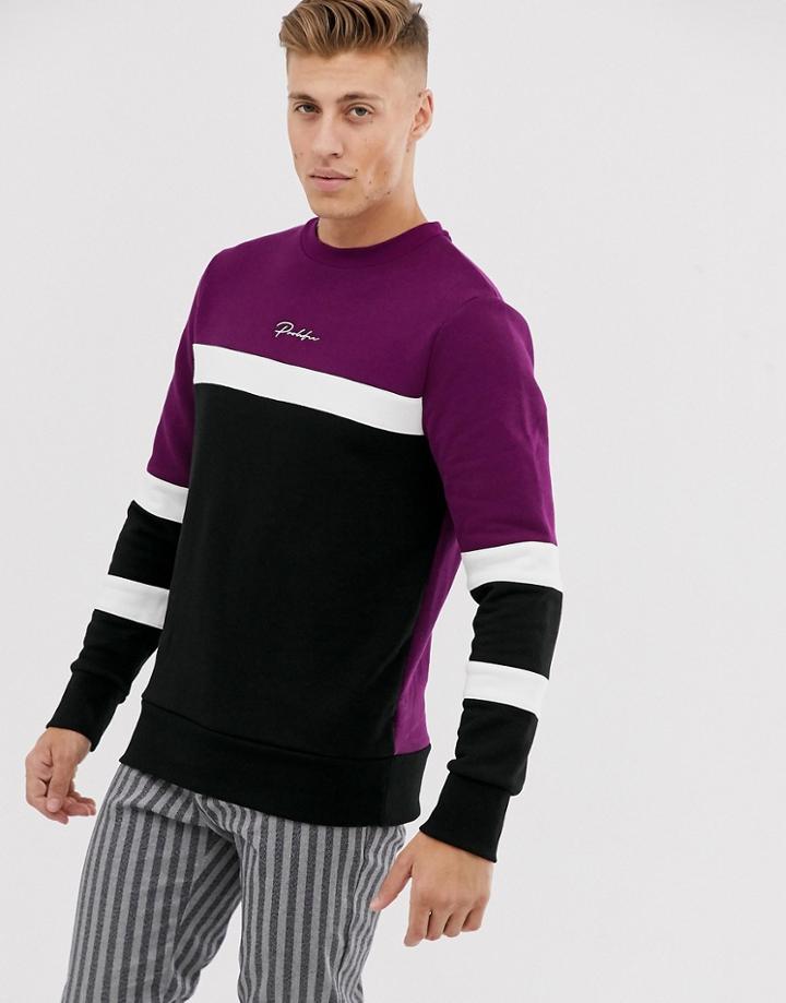 River Island Prolific Sweat In Purple Color Blocking