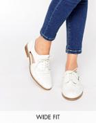 Asos Mailbox Wide Fit Leather Brogues - White