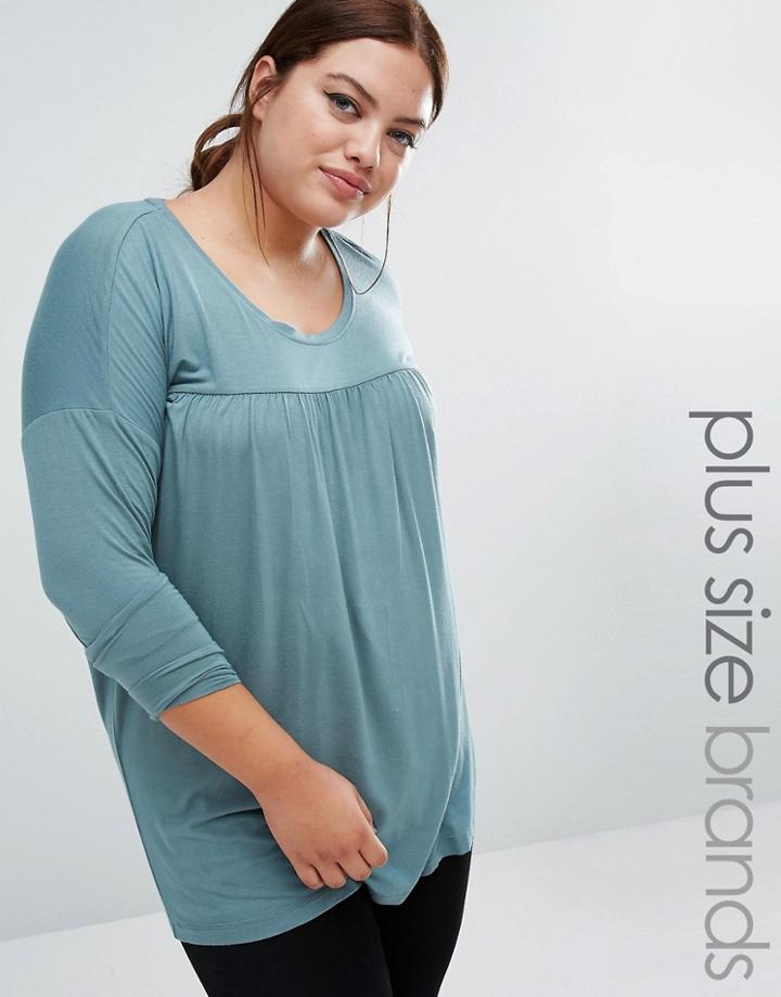 Junarose Long Sleeve Drop Shoulder Jersey Top - Blue