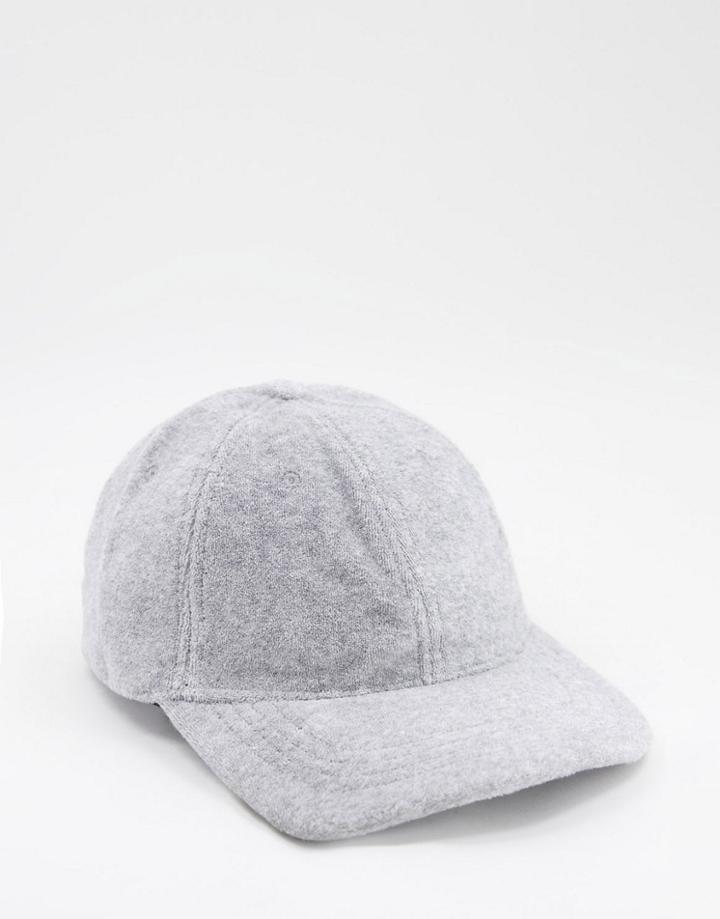 Asos Desgn Baseball Cap In Gray Towelling Texture-grey