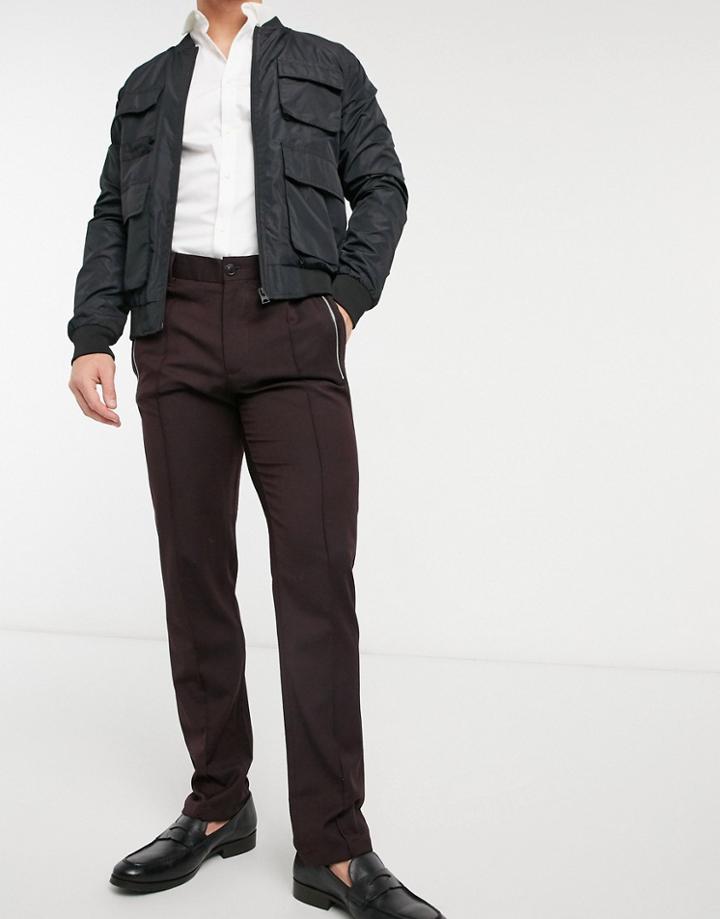 Karl Lagerfeld Pintuck Pants With Zipper Pockets-red