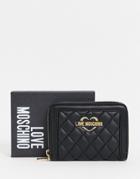 Love Moschino Quilted Mini Zip Around Ladies' Wallet - Black