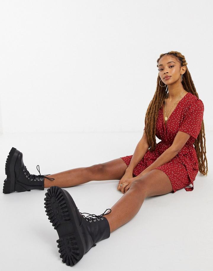 In The Style X Jac Jossa Mini Wrap Dress In Spot Print-multi