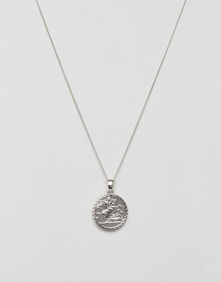 Chained & Able Sovereign Medallion Necklace In Silver - Silver