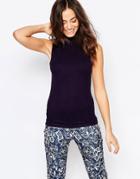 New Look Sleeveless Rib Turtleneck - Blue