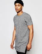 Asos Extreme Longline Knitted T-shirt With Side Splits - Gray