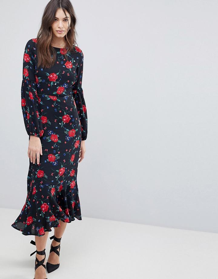 Fashion Union Maxi Prairie Dress With Balloon Sleeves - Black