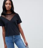 Asos Design Tall T-shirt With Dobby Mesh Chevron Insert - Black