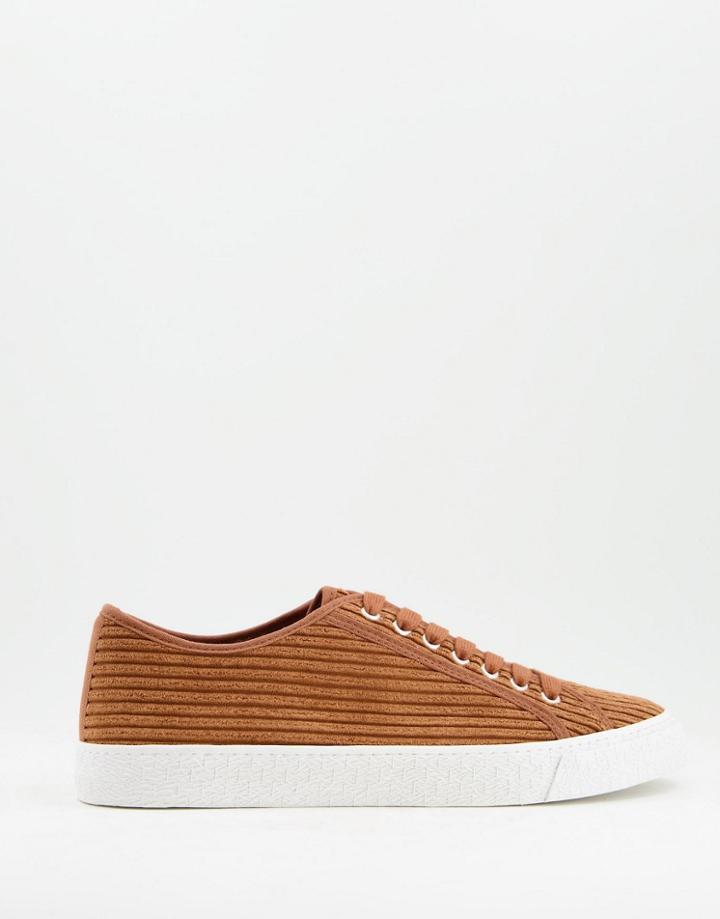 Asos Design Lace Up Sneaker In Brown Cord