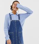 Monki Denim Overall Dress With Organic Cotton In Blue - Blue