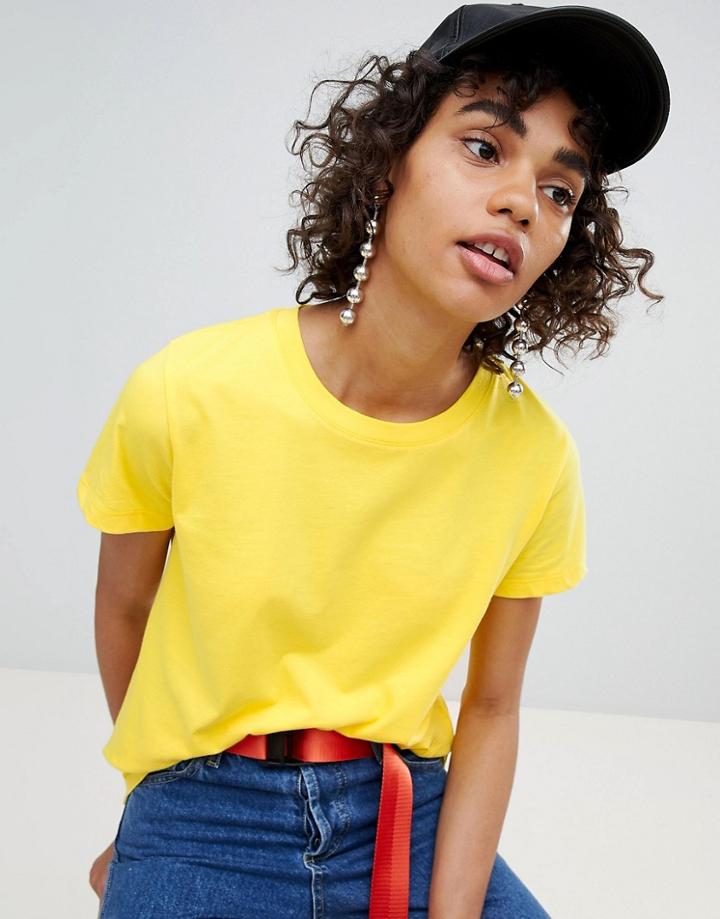 Stradivarius Basic Jersey T-shirt - Yellow