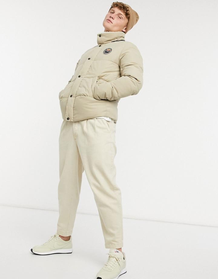 Jack & Jones Puffer Jacket With Faux-fur Hood In Stone-neutral