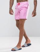 Asos Swim Shorts In Lilac With Red Contrast Drawcords Mid Length - Purple